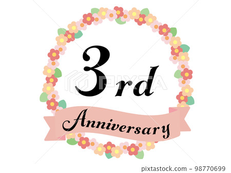3rd anniversary frame decorated with flowers_pink 3rd anniversary frame decorated with flowers_pink 98770699