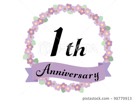 1st anniversary frame decorated with flowers_Purple 1st anniversary frame decorated with flowers_Purple 98770913
