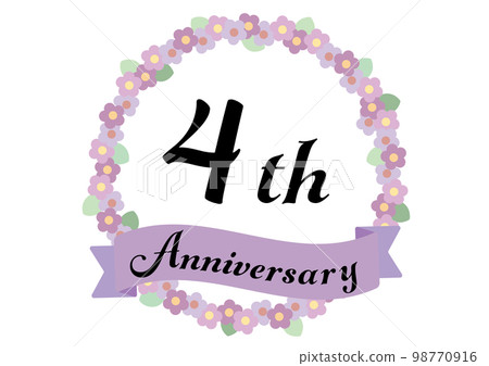 4th anniversary frame decorated with flowers_Purple 98770916