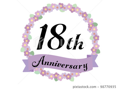 18th anniversary frame decorated with flowers_Purple 18th anniversary frame decorated with flowers_Purple 98770935