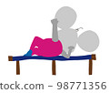 Camp mouse resting in a cot outdoors 98771356