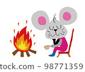 Camping mouse Taking a break by the bonfire Outdoor 98771359