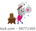 Camping mouse, chopping firewood, outdoor 98771360