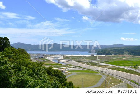 July 2022 Shizugawa, Minamisanriku-cho, damaged by the tsunami 98771911