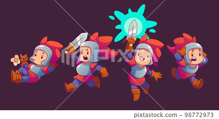 Cute knight character emotions on background 98772973