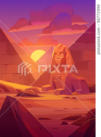 Egyptian desert, ancient sphinx sculpture, pyramid Egyptian desert, ancient sphinx sculpture, pyramid 98772999