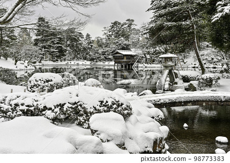 冬天的兼六園雪景優美 98773383