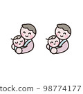 爸爸抱著嬰兒用擁抱繩插畫素材 98774177