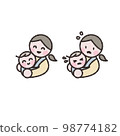 媽媽抱著寶寶的插畫素材 98774182