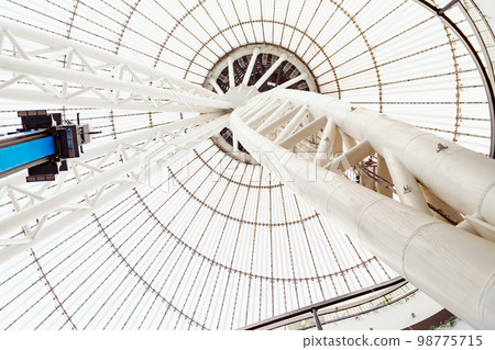 Construction of dome and interior of Khan Shatyr building. Giant marquee 150 m high, large shopping and entertainment mall. Construction of dome and interior of Khan Shatyr building. Giant marquee 150 m high, large shopping and entertainment mall. 98775715