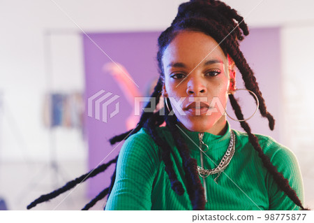 Image of afican american female hip hop dancer in studio Image of afican american female hip hop dancer in studio 98775877