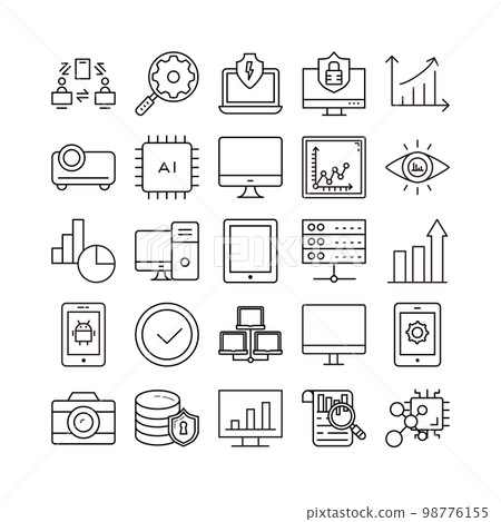 device artificial intelligence technology icon set device artificial intelligence technology icon set 98776155