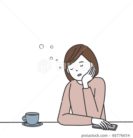 A woman taking a nap while using a smartphone 98776654