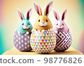 Color Easter eggs with bunny face and ears 98776826