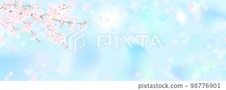 Cherry blossom branch and bright blue sky 98776901