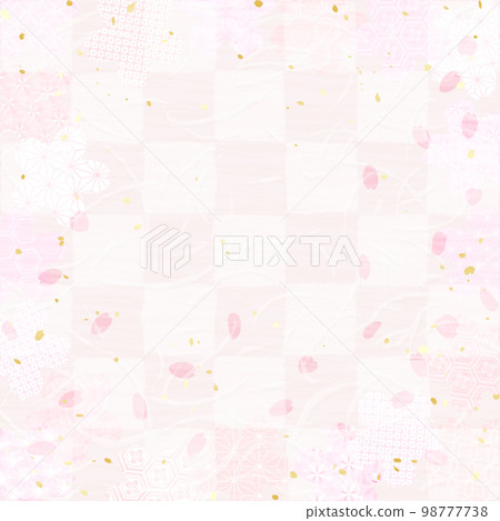 以各種櫻花圖案為特色的日本紙風格背景插圖 98777738