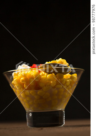 Esquites with corn, mayonnaise and chili. Mexican street food 98777976