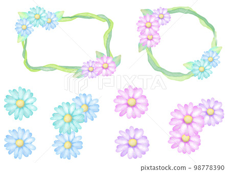 Flower frame with watercolor touch 98778390