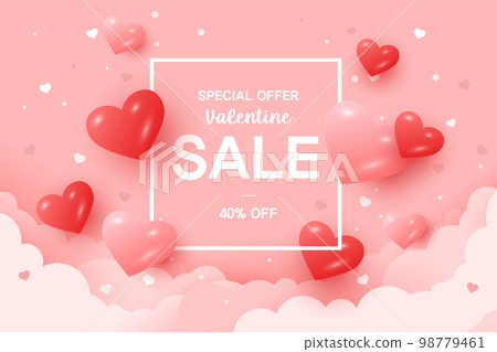 Valentine's day concept posters set. Vector illustration. red and pink paper hearts with frame on geometric background. Cute love sale banners or greeting cards. love romantic happy graphic design Valentine's day concept posters set. Vector illustration. red and pink paper hearts with frame on geometric background. Cute love sale banners or greeting cards. love romantic happy graphic design 98779461