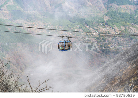 [Kanagawa Prefecture] Ropeway passing over Owakudani in Hakone 98780639