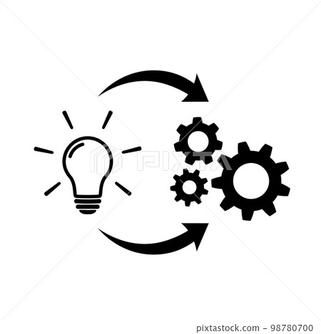 Light bulb with gear and circulating arrows icon Light bulb with gear and circulating arrows icon 98780700