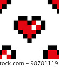 Pixel heart seamless pattern background 98781119