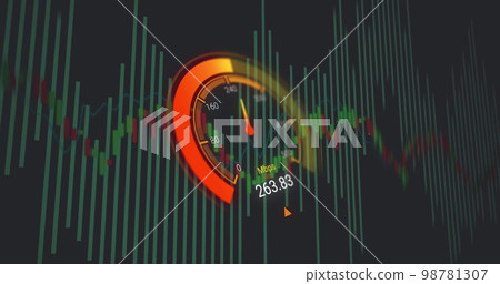 Image of data processing over speedometer 98781307