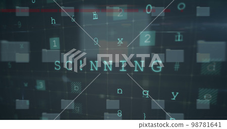Image of online security warning data processing on dark background 98781641