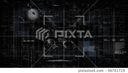 Composition of data processing on black background Composition of data processing on black background 98781729