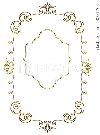 Menu, certificate, oriental pattern, arabesque pattern, damask pattern decorative ruled vintage frame, emblem 98781768