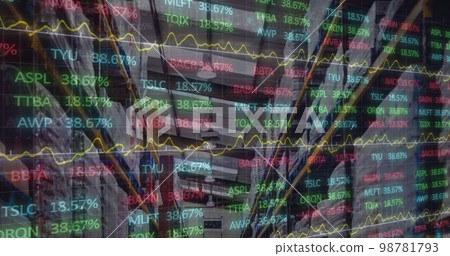 Stock market data processing against warehouse in background Stock market data processing against warehouse in background 98781793