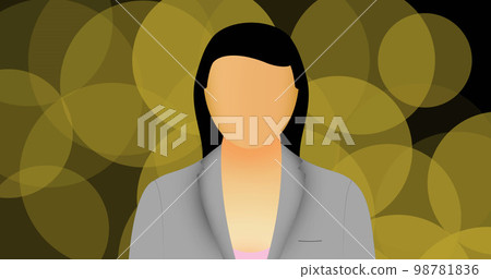Composition of businesswoman icon over light spots on black background Composition of businesswoman icon over light spots on black background 98781836