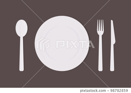 plate spoon fork and knife on the table cutlery icons set plate spoon fork and knife on the table cutlery icons set 98782859