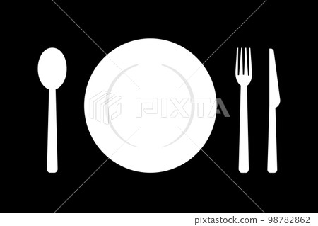 plate spoon fork and knife on the table cutlery icons set 98782862