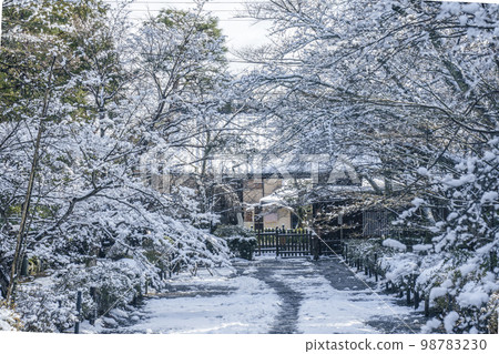 Arashiyama, Kyoto, Nison-in Temple, the snowy scenery of Baba in the fall foliage 98783230