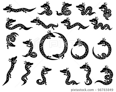 Illustration set of small dragon characters 98783849
