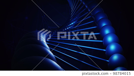 Image of close up of macro blue dna strand Image of close up of macro blue dna strand 98784015
