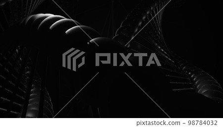 Image of close up of macro black dna strand Image of close up of macro black dna strand 98784032