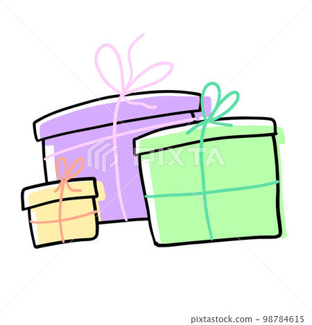 Christmas and New Year Gifts in cartoon flat style Christmas and New Year Gifts in cartoon flat style 98784615