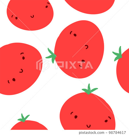 Tomatoes seamless pattern in cartoon flat style 98784617