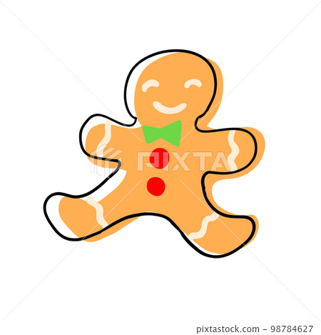 Gingerbread man in cartoon style. Christmas and New Year cookie. 98784627