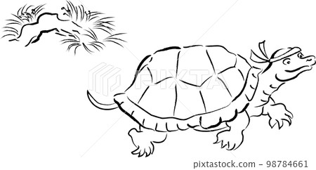 烏龜在悠閒奔跑的野生動物漫畫風格 98784661