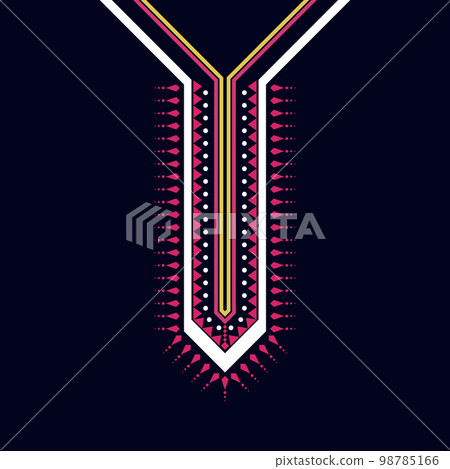 Geometric ethnic oriental pattern. Necklace embroidery design for textile, fashion woman, background, wallpaper, clothing and wrapping. Vector illustration. Geometric ethnic oriental pattern. Necklace embroidery design for textile, fashion woman, background, wallpaper, clothing and wrapping. Vector illustration. 98785166