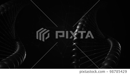 Image of close up of macro black dna strand and copy space Image of close up of macro black dna strand and copy space 98785429