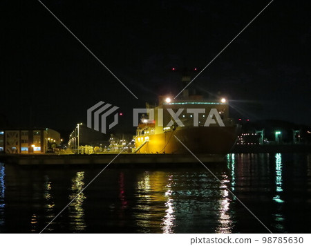 Maritime Self-Defense Force Yokosuka base at night Antarctic research ship Shirase Maritime Self-Defense Force Yokosuka base at night Antarctic research ship Shirase 98785630