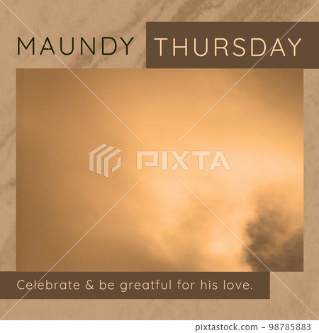 Composition of maundy thursday text and copy space on brown background 98785883
