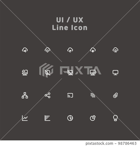 Simple white minimal line ui ux icon set Simple white minimal line ui ux icon set 98786463