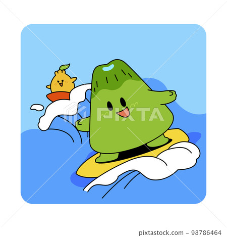 jeju island emoticon character_Hallabong citrus fruit and surfing 98786464