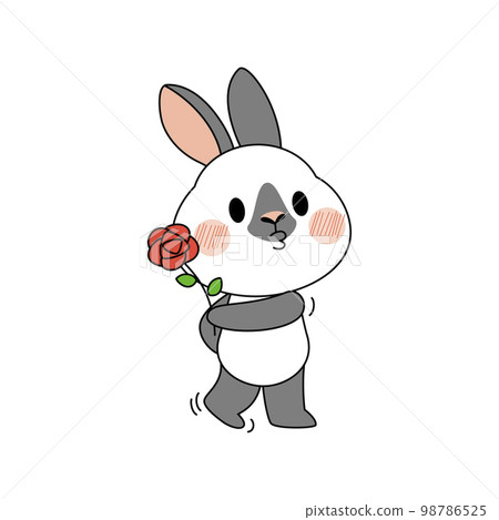 cute emoji rabbit character holding flowers cute emoji rabbit character holding flowers 98786525