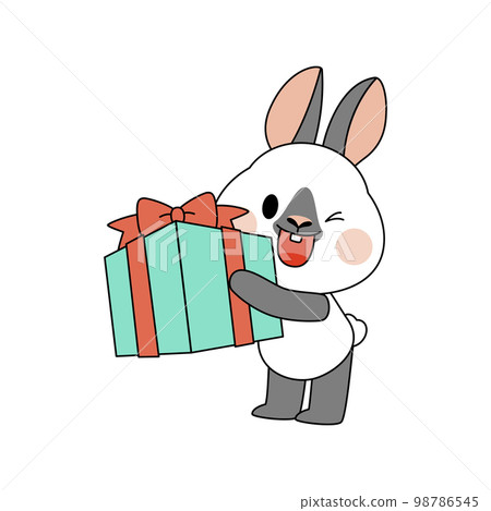 cute emoji rabbit character giving gifts 98786545